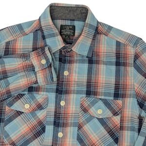 J. Crew Heavyweight Flannel Plaid Button Down Shirt Men's Size S Blue Pink